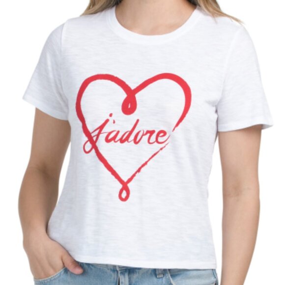 CINQ A SEPT J'adore Heart Shrunken Tee - Picture 1 of 7